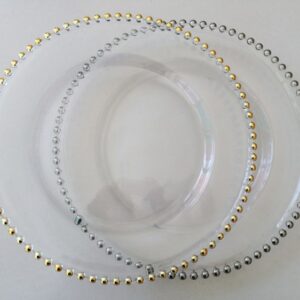 wholesale arjl2096 13" pink beaded glass charger plate garden wedding decor (复制)