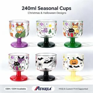 wholesale 240ml seasonal stemmed dessert cups christmas & halloween glassware collection