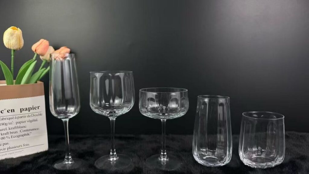 Stemmed and stemless wine glasses compared side by side
